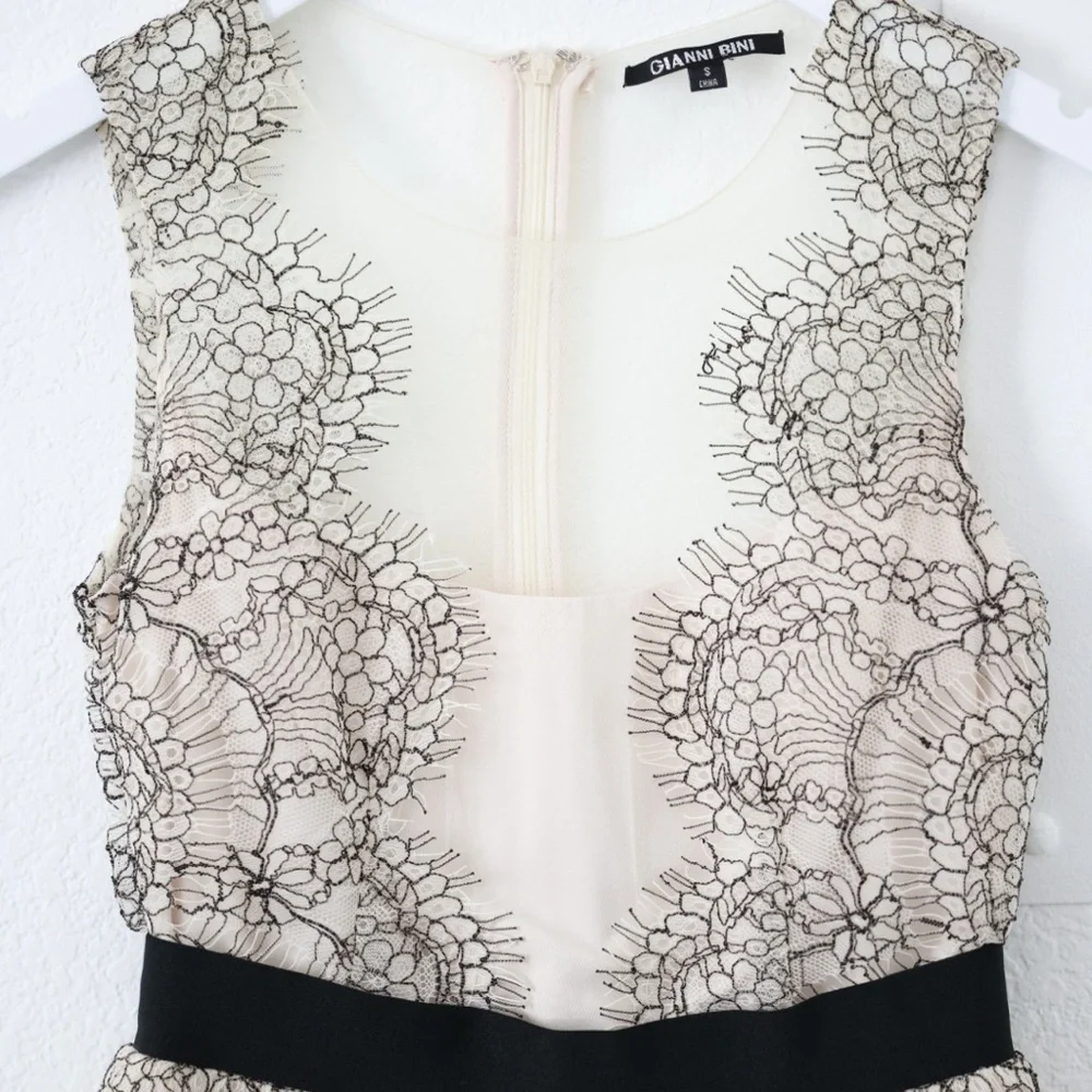 Gianni Bini Black and Cream Laced layered scalloped dress - Picture 3 of 3
